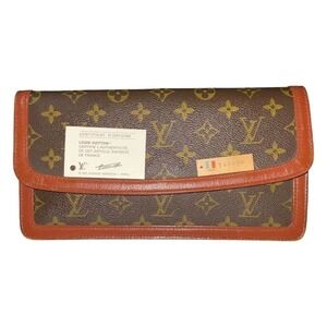 Louis Vuitton Pochette Dame Clutch GM Brown Leather